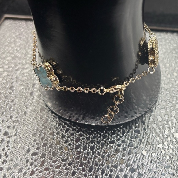 Elegant Gold and Turquoise & Cz Bracelet - Picture 3 of 4